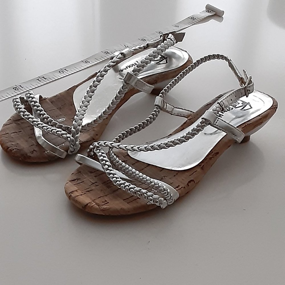 Playhouse silver & cork little girls sandals size 12